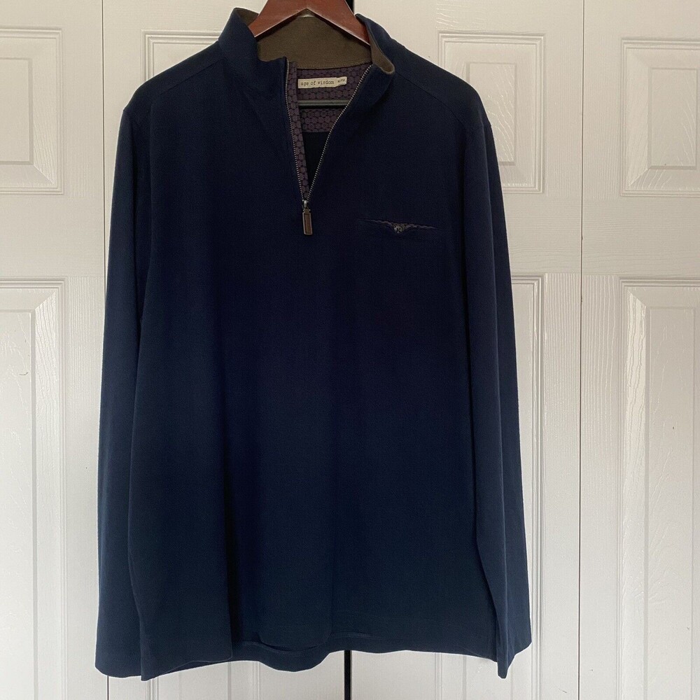 Mens age of wisdom navy zip pullover size XL
